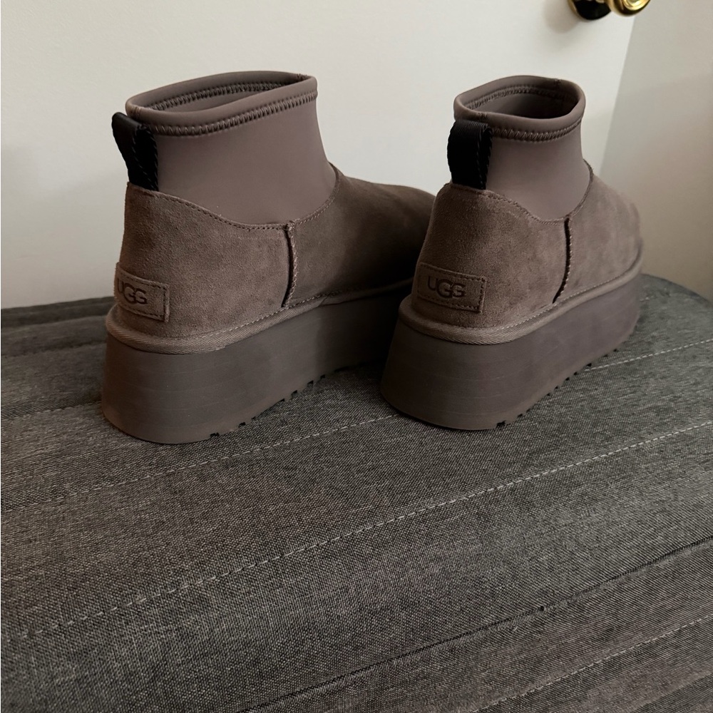 UGG Women's Taupe Suede Platform Boots